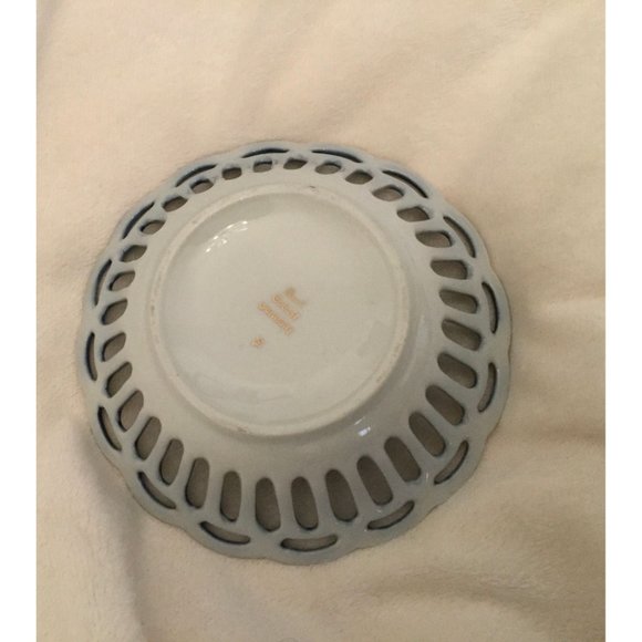 VINTAGE Real Cobalt Germany 10k gold Scalloped Lace Candy Dish - Picture 4 of 6